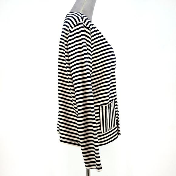 Jane and Delancey Sweater Womens XL Ivory Black Stripe Cardigan Cotton Blend New - Picture 5 of 16